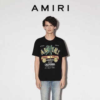 Amiri เสื้อยืด ผ้าฝ้าย พิมพ์ลาย สีตัดกัน เหมาะกับฤดูใบไม้ผลิ และฤดูร้อน สําหรับผู้ชายS-5XL