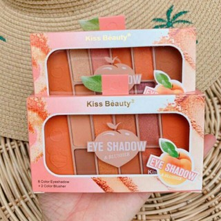 🍑พร้อมส่ง🍑พาเลทลูกพีช Kiss Beauty Eyeshadow พาเลท อายแชโดว์ โทนส้มพีช