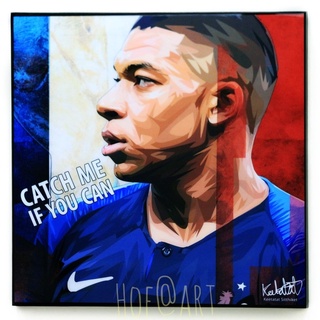 Kylian Mbappe #1 คีเลียน เอ็มบัปเป้ PSG ฟุตบอล​โลก ฝรั่งเศส รูปภาพ​ติด​ผนัง​ pop art ฟุตบอล​ กรอบรูป​​ ของขวัญ รูปภาพ​