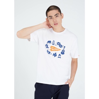 เสื้อยืดใหม่GIORDANO เสื้อยืดผู้ชาย ทรงหลวม Mens HAPPY CAMPER Tee 01091202S-3XL