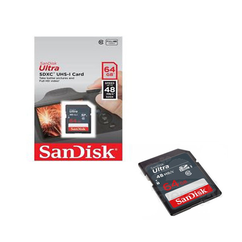 Sandisk เมมโมรี่การ์ด 64GB Class 10 Ultra 48MB/s ของแท้