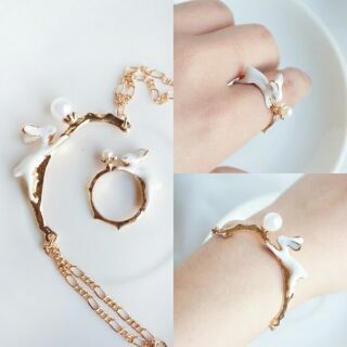 Bunny ring, bracelace,necklace