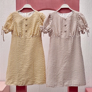 Hana Dress [Pink Stripe / Mustard Stripe : S / M / L]