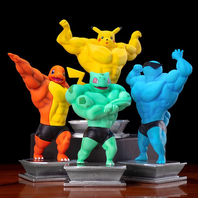 โมเดลฟิกเกอร์ Pokemon Muscle ฟิกเกอร์ปิกาจู Pikachu/Bulbasaur/Squirtle/Charizard ของเล่นสําหรับเด็ก