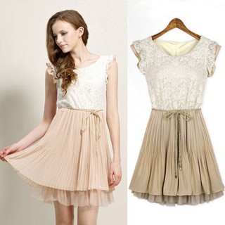 Cherry Dress (สินค้าพร้อมส่งค่ะ) ชุดเดรสเกาหลี คอกลม แขน