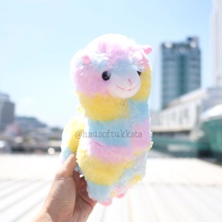 ตุ๊กตา Alpaca อัลปาก้า ท่าลืมตา สีรุ้ง 9นิ้ว ตุ๊กตาอัลปาก้า