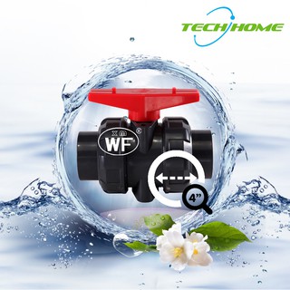 WF True Union Ball Valve UPVC {Handle Red Color} # (ANSI Fitting) Size 4"