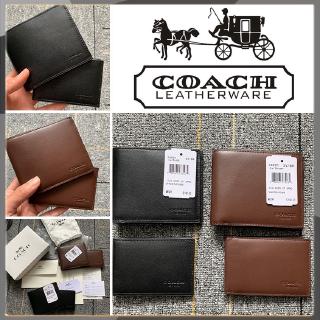 Coach F74991 กระเป๋าสตางค์ใบสั้นกระเป๋าสตางค์ผู้ชายแท้ Gift bags กล่องบรรจุภัณฑ์