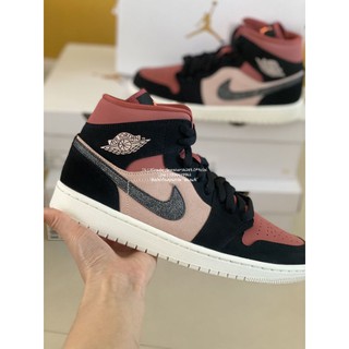 🤓Wmns Air Jordan 1 Mid Burgundy Dusty Pink