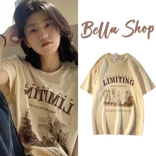 Bella🌻เสื้อยืด👕เสื้อยืดแขนสั้นพิมพ์ลายย้อนยุคสไตล์อเมริกัน แฟชั่นหลวม ชิค สำหรับผู้หญิง✨พร้อมส่งจากกทม มาถึงใน 3-5 วัน