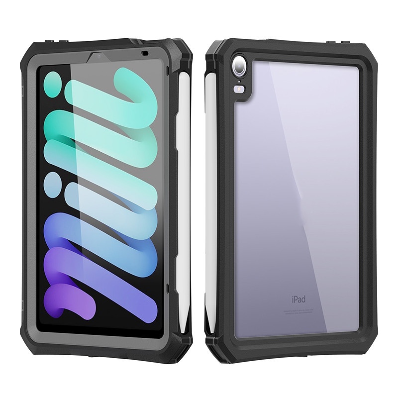 สําหรับ iPad Mini 6 7 A17 Pro 2024 เคสแท็บเล็ต ELVEV กันน้ํา PC + TPU 360° ฝาครอบป้องกันแบบเต็มพร้อมช่องเสียบปากกา วิห์ เชือกเส้นเล็ก