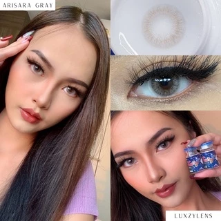 คอนแทคเลนส์ Arisara Gray / Brown - Luxzylens สีเทา/สีน้ำตาลขนาดมินิขายดี มีสายตาถึง -7.00