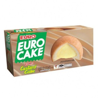 Euro Cake ยูโร่ พัฟเค้ก สอดไส้ครีม คัสตาร์ด ขนาด 17/18กรัม/ซอง กล่องละ12ซอง