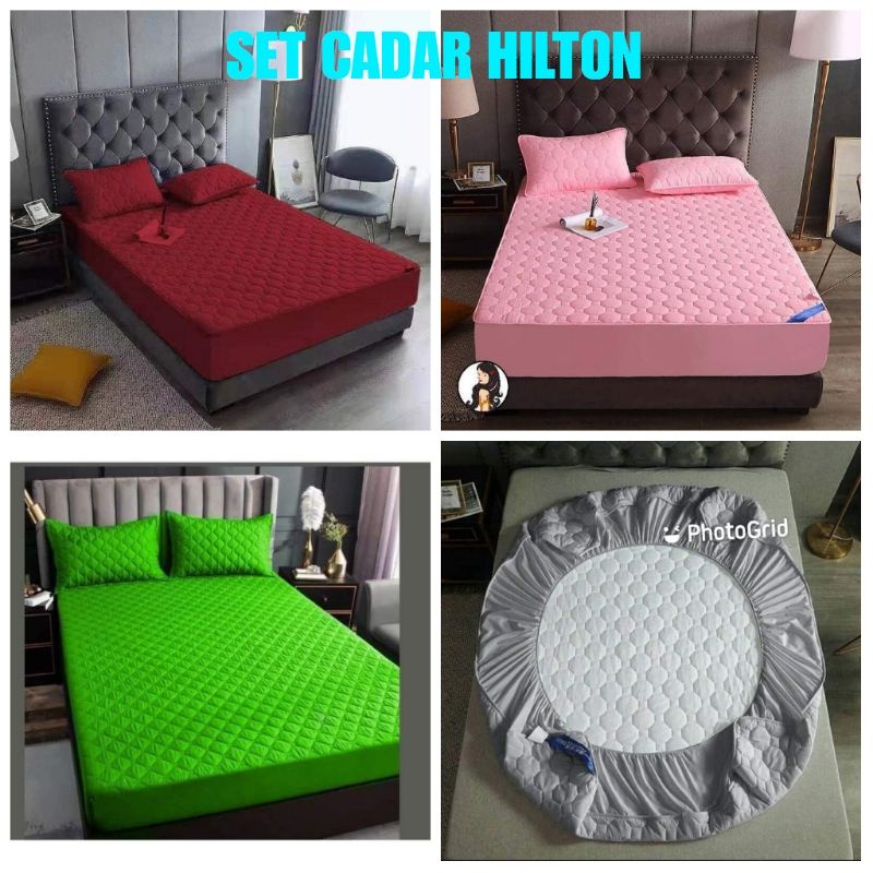 (KING) CADAR HILTON, SET CADAR HILTON SAIZ QUEEN, CADAR FULL GETAH KELLING, JAHITAN KEMAS