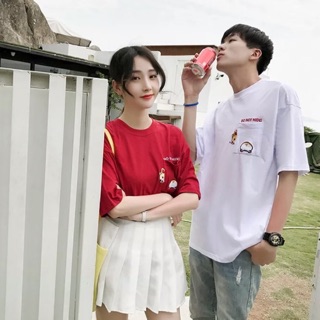 🌈เสื้อยืดoversize ปักกระเป๋าลายหมาหันหลัง เนื้อผ้า cotton ผ้ายืดใส่สบาย♥️