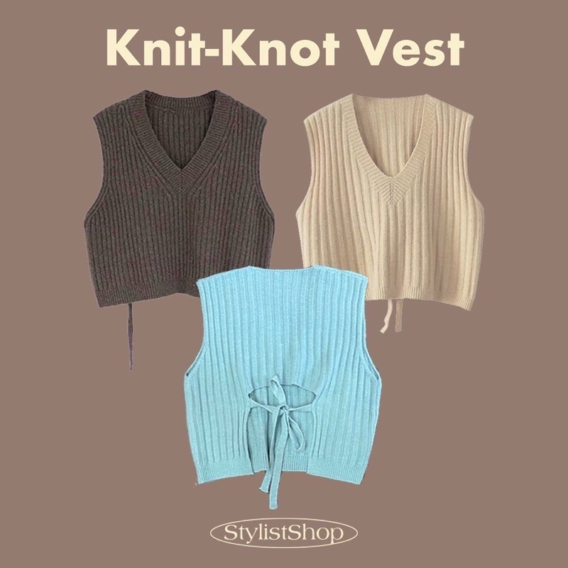 (ส่งต่อ)เสื้อกั๊กไหมพรม stylistshop สีครีม🍰🥛🥣