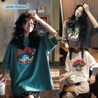 anna🍭 2342 เสื้อยืดแขนสั้นผู้หญิง เสื้อยืดคอกลม oversize T-shirt ลายการ์ตูน น่ารัก