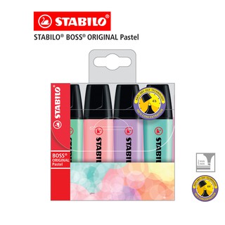 [Official Store] STABILO Boss Original Pastel ปากกาเน้นข้อความ ปากกาไฮไลท์ ปากกาไฮไลต์ Pastel Color in Wallet ชุด 4 สี