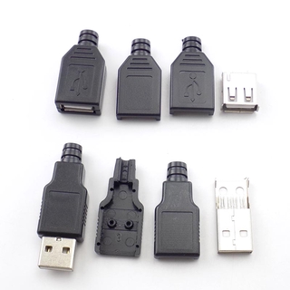 อะแดปเตอร์ปลั๊กซ็อกเก็ตเชื่อมต่อ พลาสติก 4Pin Type A 2.0 5V USB Type A ตัวผู้ ตัวเมีย DIY 4Pin 50 ชิ้น