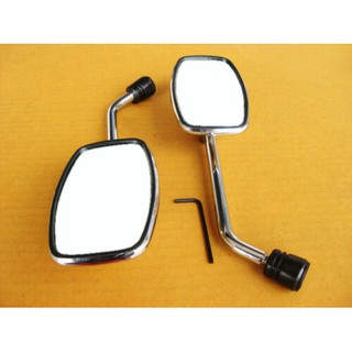 HONDA BENLY S110 CS110 CS S 110 C110 SQUARE SIDE MIRROR SET PAIR "STEEL" BODY  // กระจกมองข้าง บอดี้เหล็ก มีเกลียวปรับ