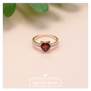 แหวนเงินแท้ 925 พลอยแท้ Sterling Silver Ring 92.5% topped with Garnet (Red) ชุบ 18K ทองคำเหลือง *พร้อมส่ง*