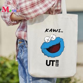 KAWS กระเป๋า UNIQLO Elmo กระเป๋าผ้าแคนวาสสไตล์เกาหลี  Mesho