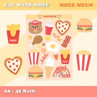 สติ๊กเกอร์ไดคัท Eat with mhee collection🍔🍟🍗