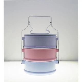 ปิ่นโตเคลือบสี ทรงตรง ขนาด 14 c.m. (ทางร้านเลือกสีให้)