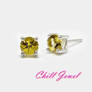 ต่างหูเงิน Citrine 4mm