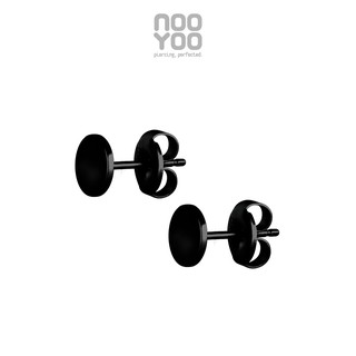 NooYoo ต่างหูสำหรับผิวแพ้ง่าย Black PVD Plain Disc Surgical …