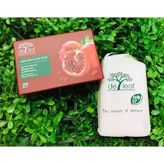 De Leaf Pomegranate Ageless Glow Soap สบู่ ทับทิม เดอ ลีฟ  100 กรัม