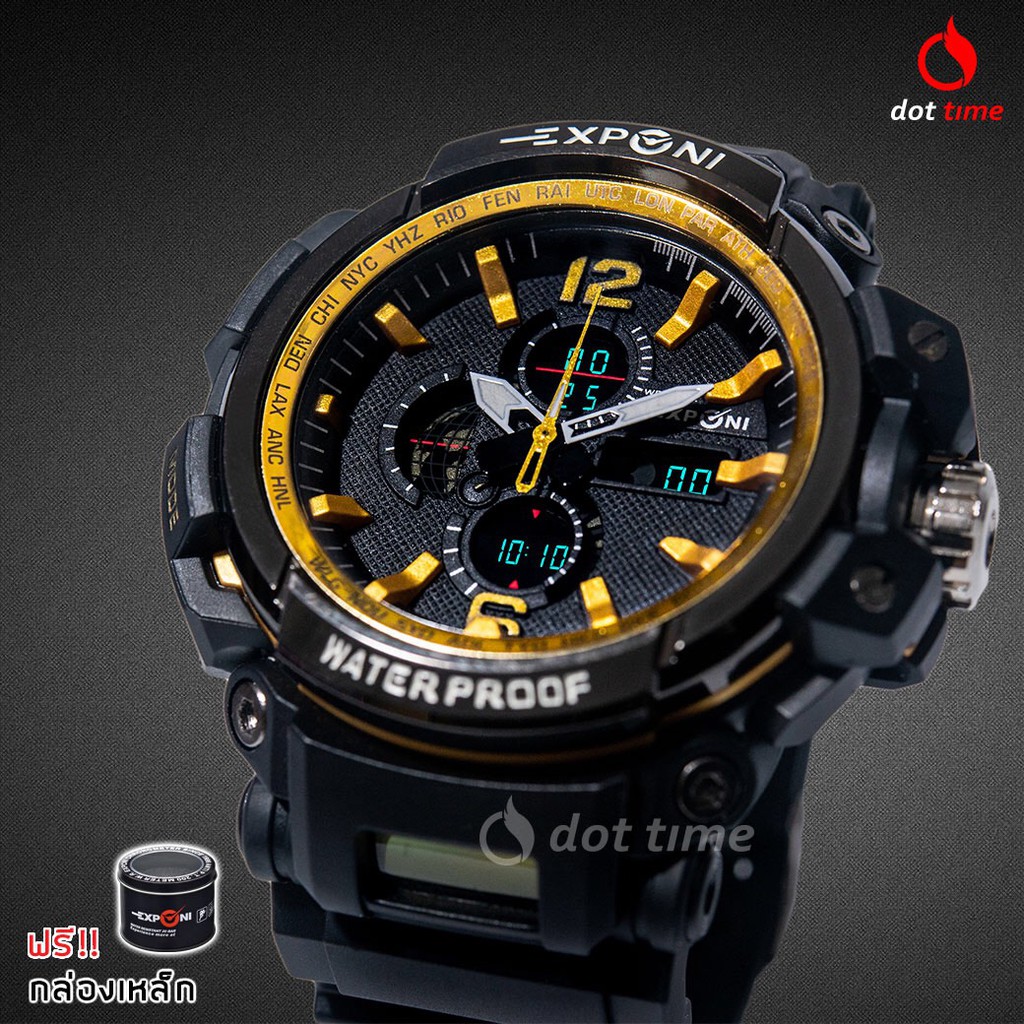 นาฬิกาข้อมือชาย EXPONI 'EP24G' Shock&amp;Water-Resistance Sport Watch