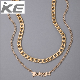 Jewelry Exaggerated Floral Letter Hollow Two-Necklace Thick Chain Punk Metal Necklace for girl