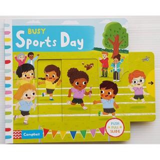 Sport day  (push pull slide board book)กระดาษแข็งหนาทุกหน้าเหมาะสำหรับ1+