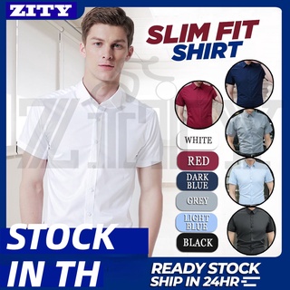 【FREE TIE】ผ้าดีที่สุด ZITY เสื้อแขนสั้น เสื้อ ผู้ชาย เสื้อเชิ้ต ใส่สบาย ทนทาน