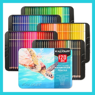 Kalour ชุดดินสอสีน้ํา 120 สี สําหรับวาดภาพ ระบายสี แห้ง และเปียก