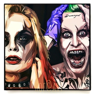 Harley quinn &amp; Joker ฮาร์ลีย์ ควินน์ โจ๊กเกอร์ Suicide Squad รูปภาพ​ติด​ผนัง​ pop art Batman กรอบรูป​ ของขวัญ​ แต่งบ้าน