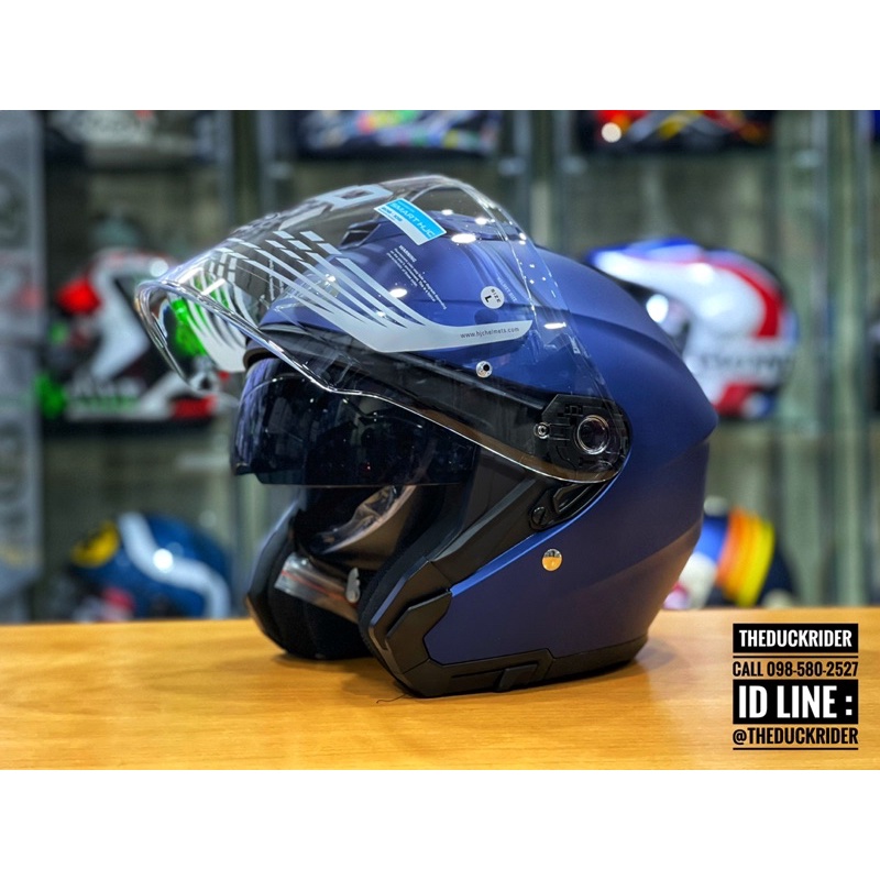 HJC i30 SEMI FLAT METALLIC BLUE มีแว่นกันแดดในตัว รองรับการใส่ Bluetooth Smart HJC