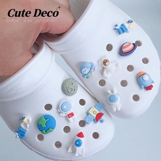 【 Cute Deco 】 CuteSpace นักบินอวกาศ (12 แบบ) ธงนักบินอวกาศ / อวกาศ กระสวยอวกาศ เสน่ห์ ปุ่ม Crocs / น่ารัก Jibbitz Croc รองเท้า DIY / วัสดุเรซิน เสน่ห์ สําหรับ DIY