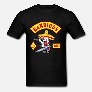 เสื้อยืดผ้าฝ้ายพิมพ์ลายแฟชั่น ใหม่ เสื้อยืด พิมพ์ลาย Bandidos Mc รองรับ Worldwide Sylb One Percenter Biker 1 Rough Black