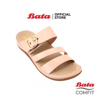 Bata COMFIT รองเท้าแตะลำลองหญิง รองเท้าเพื่อสุขภาพ SLIP ON แบบสวม เปิดส้น สีเบจ รหัส 6618522