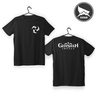 [100% Cotton] เสื้อยืดลําลอง แขนสั้น พิมพ์ลายโลโก้ kaos distro game genshin impact electro G035 baju pria wanita og2 สีด