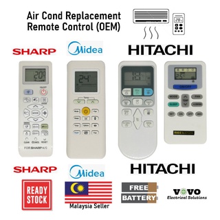 Hitachi Midea sharp รีโมทควบคุมเครื่องปรับอากาศ แบบเปลี่ยน [foc battery]