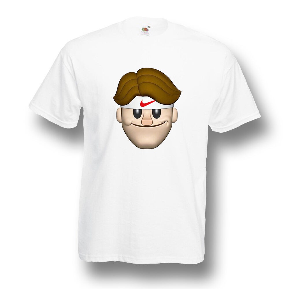 Roger Federer Face Emoji Funny T-Shirt Tennis Court Rf Mens White Shirt Gildan Birthday Present oTkZ ใหม่