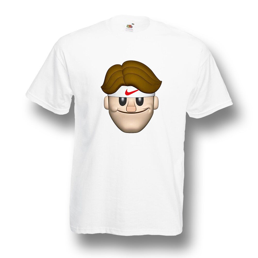 Roger Federer Face Emoji Funny T-Shirt Tennis Court Rf Mens White Shirt Gildan Birthday Present oTkZ