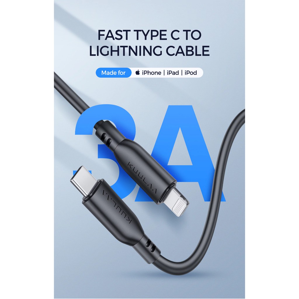 KUULAA สายชาร์จ  PD 18W (MFI ) 3A คุณภาพสูง ความยาว 1 เมตร