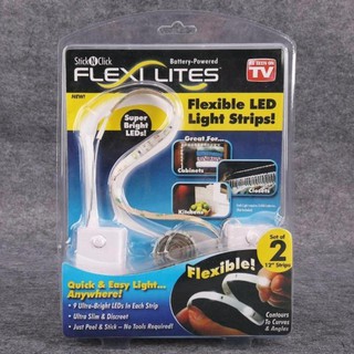 Flexi Lites ไฟ LED ชนิดเส้น ยืดยาว ปรับโค้งงอ เข้ามุม ได้ ไม่ต้องเดินสาย ติดตู้เสื้อผ้า ห้องครัว แพ็ค 2 ชิ้น