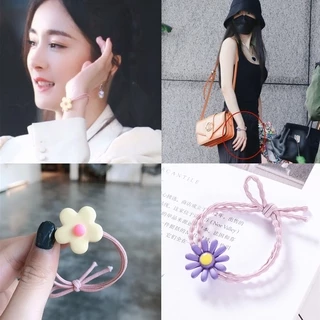 (A-006) ยางรัดผมลายดอกเดซี่ ยางรัดผม ดอกไม้ ยางมัดผม เครื่องประดับผม เกาหลี น่ารัก ยางเด็ก กิ๊บปากเป็ด สเตนเลส คลิปหนีบ