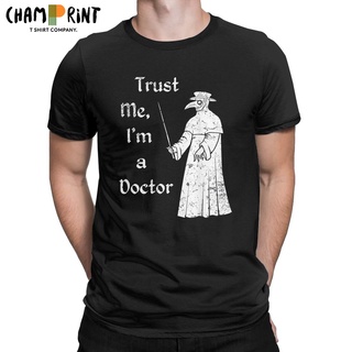 พร้อมส่ง เสื้อยืดแขนสั้น ผ้าฝ้าย 100% พิมพ์ลาย Trust Me IM A Doctor Plague Doctor 80S หลากสี สไตล์วินเทจ สําหรับผู้ชายส