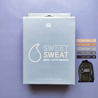 (Sports Research®) Sweet Sweat Mini Loop Bands 5 Levels of Resistance สายรัดยางยืดแรงต้าน 5 ระดับ ยางยืดออกกำลังกาย โยคะ